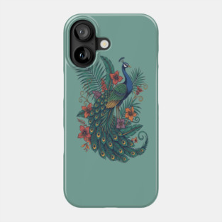 Regal Tropical Peacock Botanical Art Phone Case