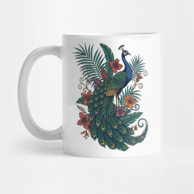 Regal Tropical Peacock Botanical Art by BirdsnStuff
