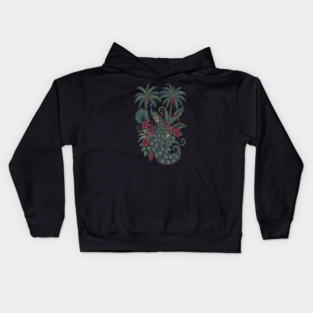 Palm Grove Peacock Wildlife Art Kids Hoodie