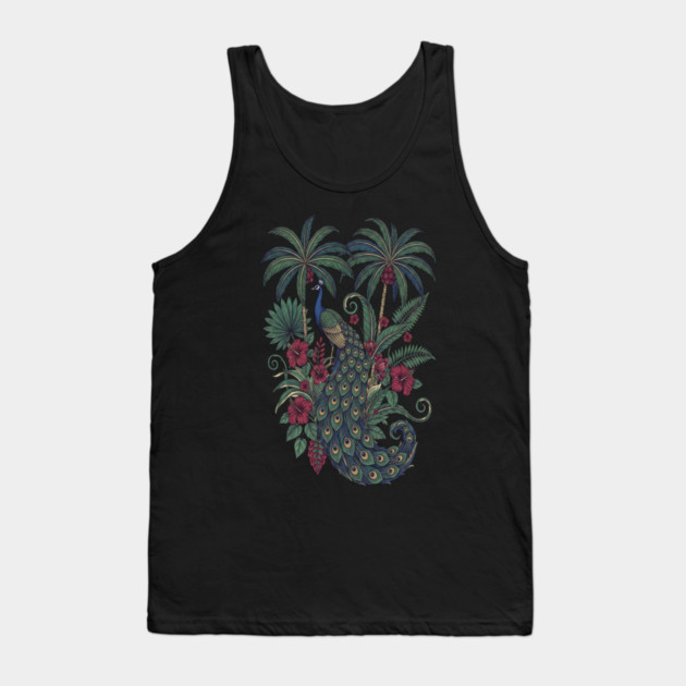 Palm Grove Peacock Wildlife Art Tank Top by BirdsnStuff