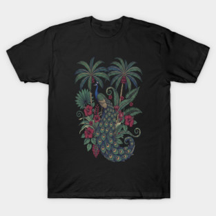 Palm Grove Peacock Wildlife Art T-Shirt