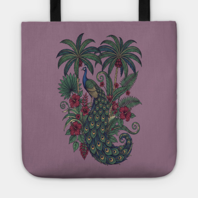 Palm Grove Peacock Wildlife Art Tote by BirdsnStuff