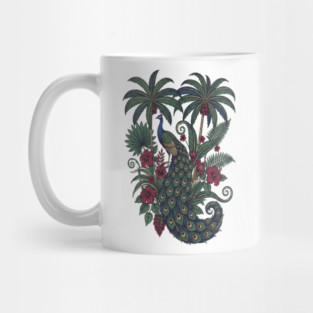 Palm Grove Peacock Wildlife Art Mug
