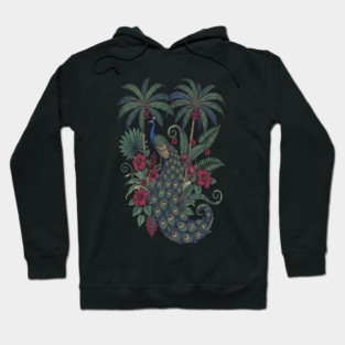 Palm Grove Peacock Wildlife Art Hoodie