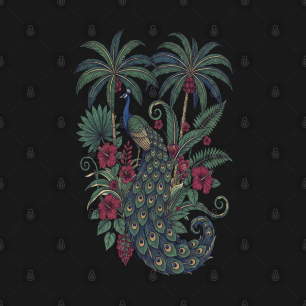 Palm Grove Peacock Wildlife Art by BirdsnStuff