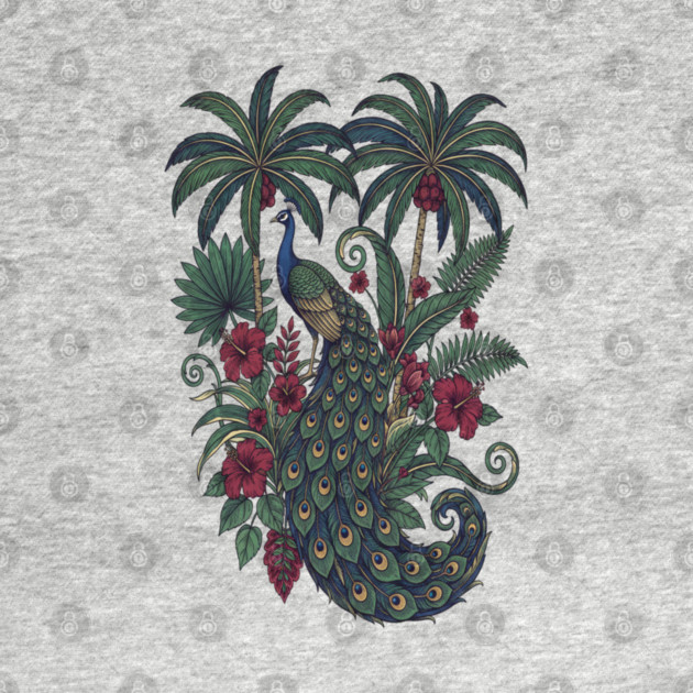 Palm Grove Peacock Wildlife Art by BirdsnStuff