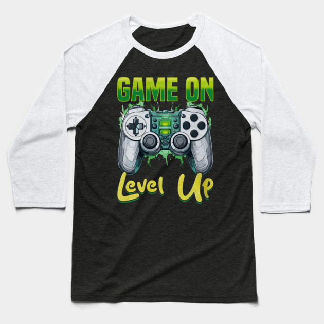 Gamer Gaming Game On Level Up Baseball T-Shirt by yangho