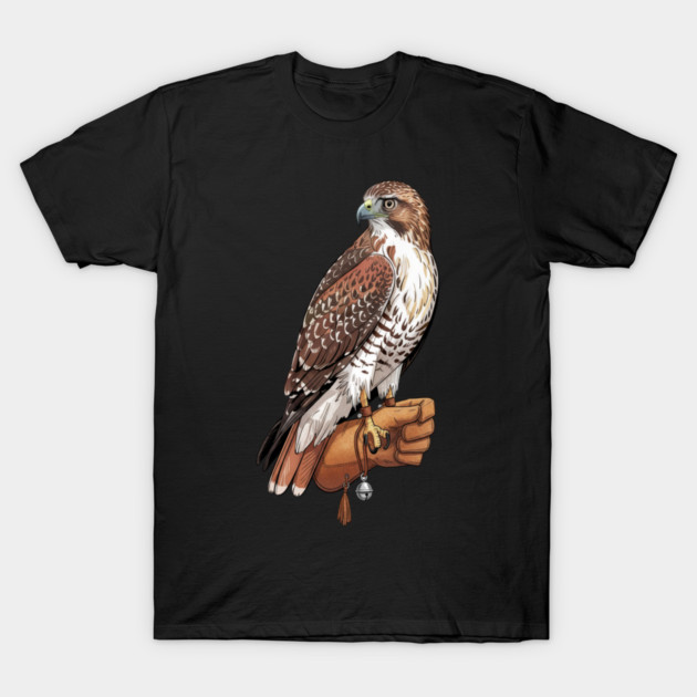 Falconer Hawk Wildlife Art T-Shirt by BirdsnStuff