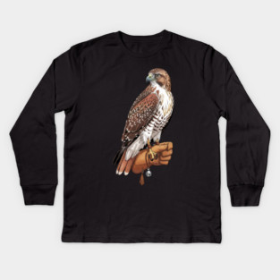 Falconer Hawk Wildlife Art Kids Long Sleeve T-Shirt