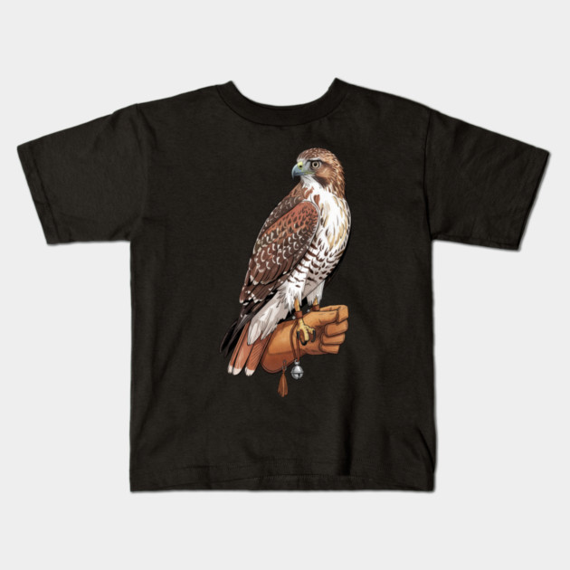 Falconer Hawk Wildlife Art Kids T-Shirt by BirdsnStuff