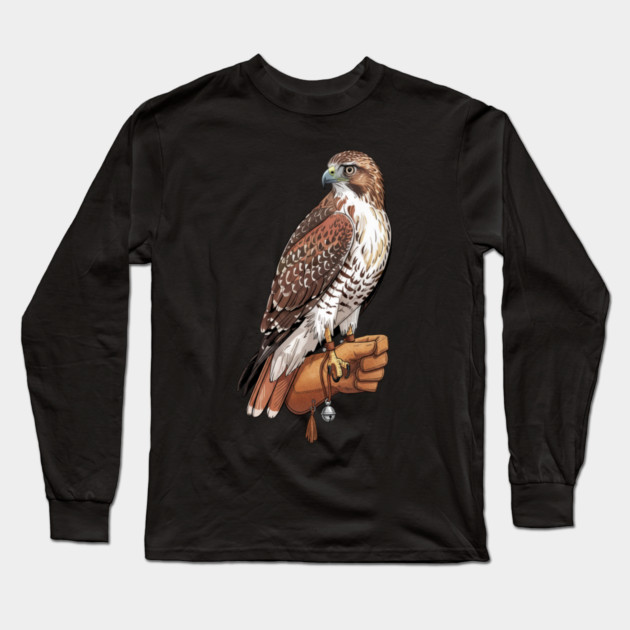 Falconer Hawk Wildlife Art Long Sleeve T-Shirt by BirdsnStuff