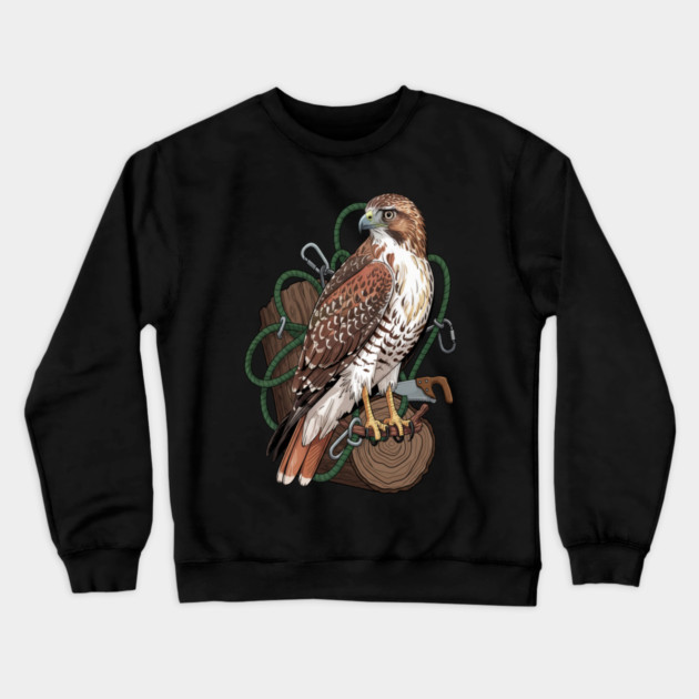Arborist Hawk Outdoor Wildlife Art Crewneck Sweatshirt by BirdsnStuff