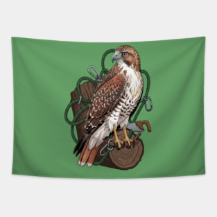 Arborist Hawk Outdoor Wildlife Art Tapestry