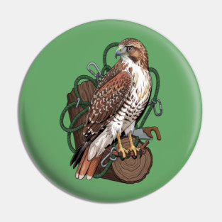 Arborist Hawk Outdoor Wildlife Art Pin