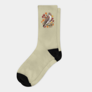 Autumn Maple Hawk Wildlife Art Socks
