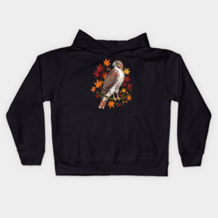 Autumn Maple Hawk Wildlife Art Kids Hoodie