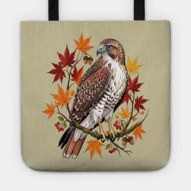 Autumn Maple Hawk Wildlife Art Tote by BirdsnStuff