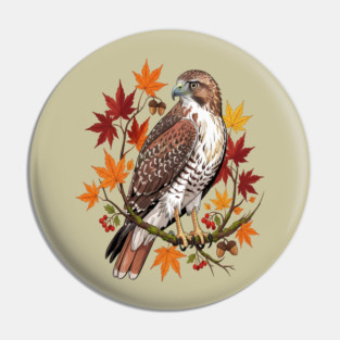 Autumn Maple Hawk Wildlife Art Pin