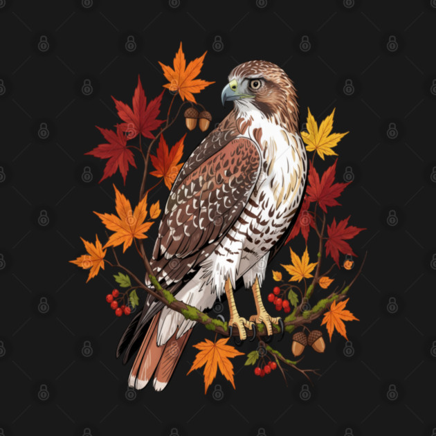 Autumn Maple Hawk Wildlife Art by BirdsnStuff