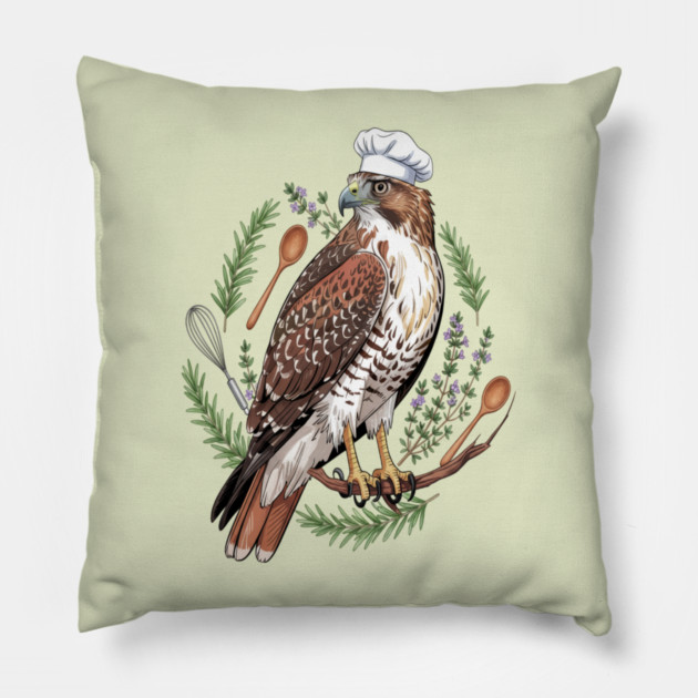 Chef Hawk Culinary Wildlife Design Pillow by BirdsnStuff