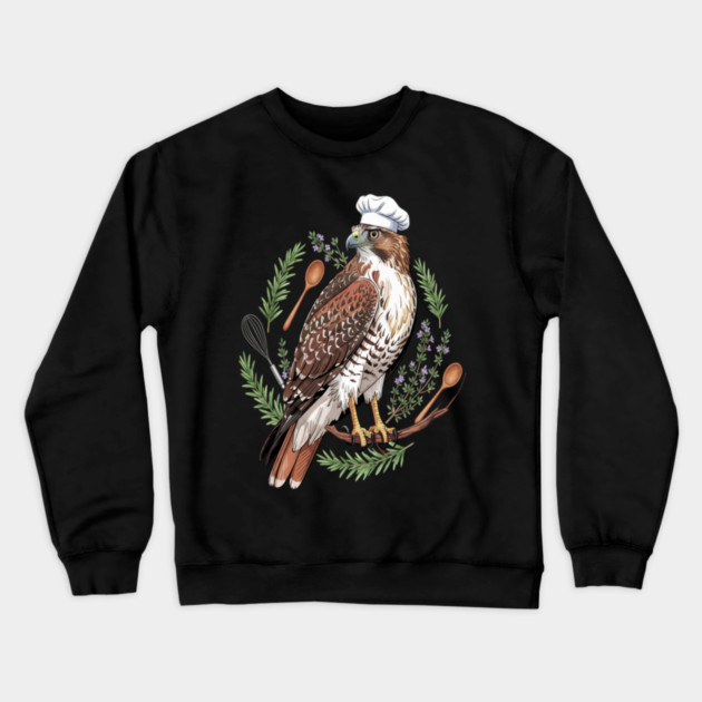 Chef Hawk Culinary Wildlife Design Crewneck Sweatshirt by BirdsnStuff