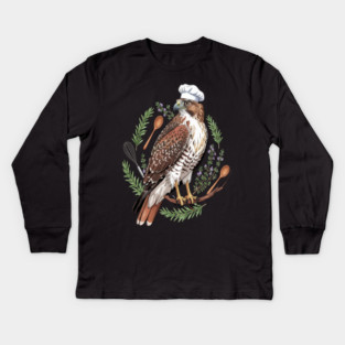 Chef Hawk Culinary Wildlife Design Kids Long Sleeve T-Shirt