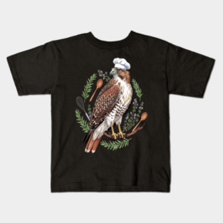Chef Hawk Culinary Wildlife Design Kids T-Shirt