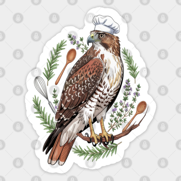 Chef Hawk Culinary Wildlife Design Sticker by BirdsnStuff