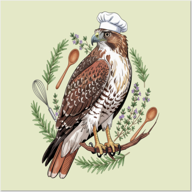 Chef Hawk Culinary Wildlife Design Wall Art by BirdsnStuff