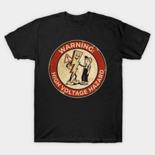 1950s Style Electricity Danger Sign - Funny Retro Safety Art T-Shirt