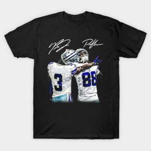 Texas Football Duo - Brandon & CeeDee Celebration Blue & Silver Art T-Shirt