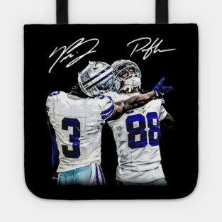 Texas Football Duo - Brandon & CeeDee Celebration Blue & Silver Art Tote