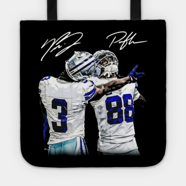 Texas Football Duo - Brandon & CeeDee Celebration Blue & Silver Art Tote by dtr_art