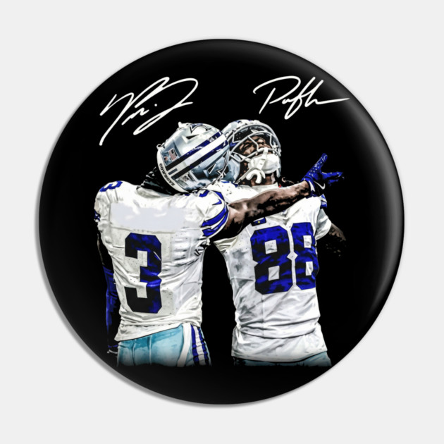 Texas Football Duo - Brandon & CeeDee Celebration Blue & Silver Art Pin by dtr_art
