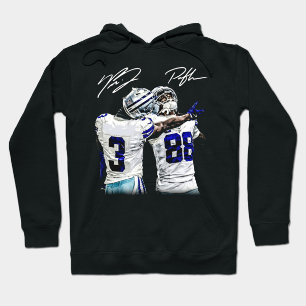 Texas Football Duo - Brandon & CeeDee Celebration Blue & Silver Art Hoodie by dtr_art