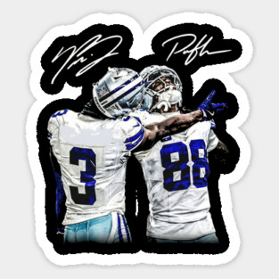 Texas Football Duo - Brandon & CeeDee Celebration Blue & Silver Art Sticker
