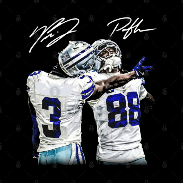 Texas Football Duo - Brandon & CeeDee Celebration Blue & Silver Art by dtr_art