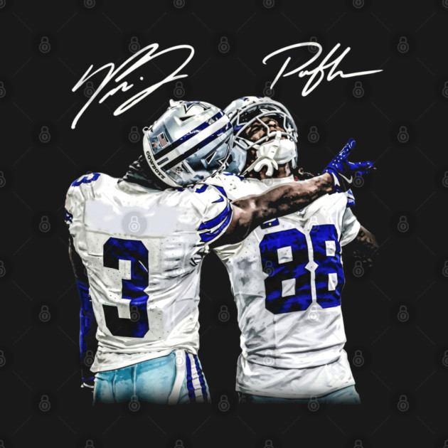 Texas Football Duo - Brandon & CeeDee Celebration Blue & Silver Art by dtr_art
