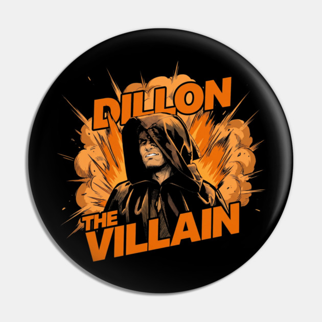 Dillon The Villain - Distressed Basketball Anti-Hero Pro Sports Design Pin by dtr_art