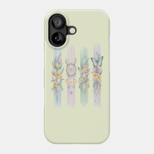 Pastel Easter Floral Stripe Artwork Phone Case