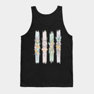 Pastel Easter Floral Stripe Artwork Tank Top