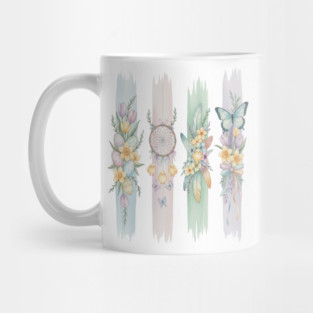 Pastel Easter Floral Stripe Artwork Mug
