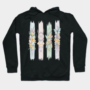 Pastel Easter Floral Stripe Artwork Hoodie