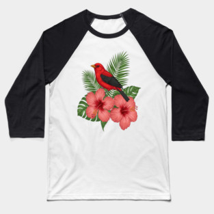 Scarlet Tanager Forest Songbird Baseball T-Shirt
