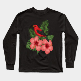 Scarlet Tanager Forest Songbird Long Sleeve T-Shirt