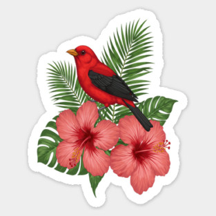 Scarlet Tanager Forest Songbird Sticker