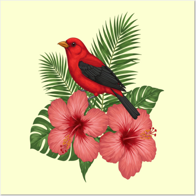 Scarlet Tanager Forest Songbird Wall Art by BirdsnStuff