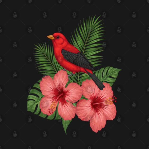 Scarlet Tanager Forest Songbird by BirdsnStuff