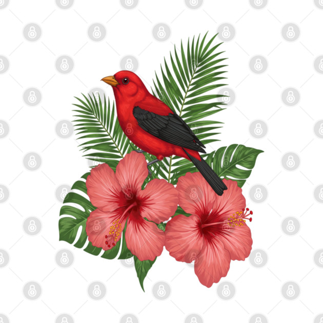 Scarlet Tanager Forest Songbird by BirdsnStuff