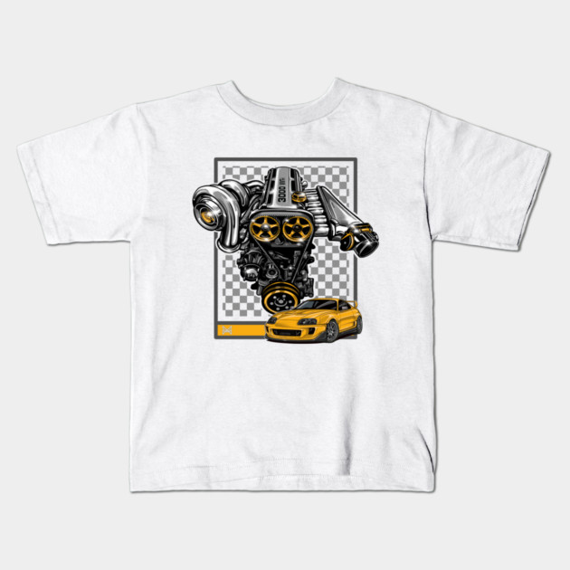 TOYOTA SUPRA ENGINE Kids T-Shirt by monsalveautos